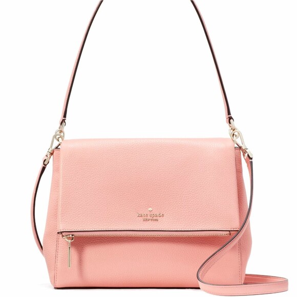 New Kate Spade New Kate Spade Leila Leather Medium Flap Shoulder bag Peachy Rose - Picture 1 of 5